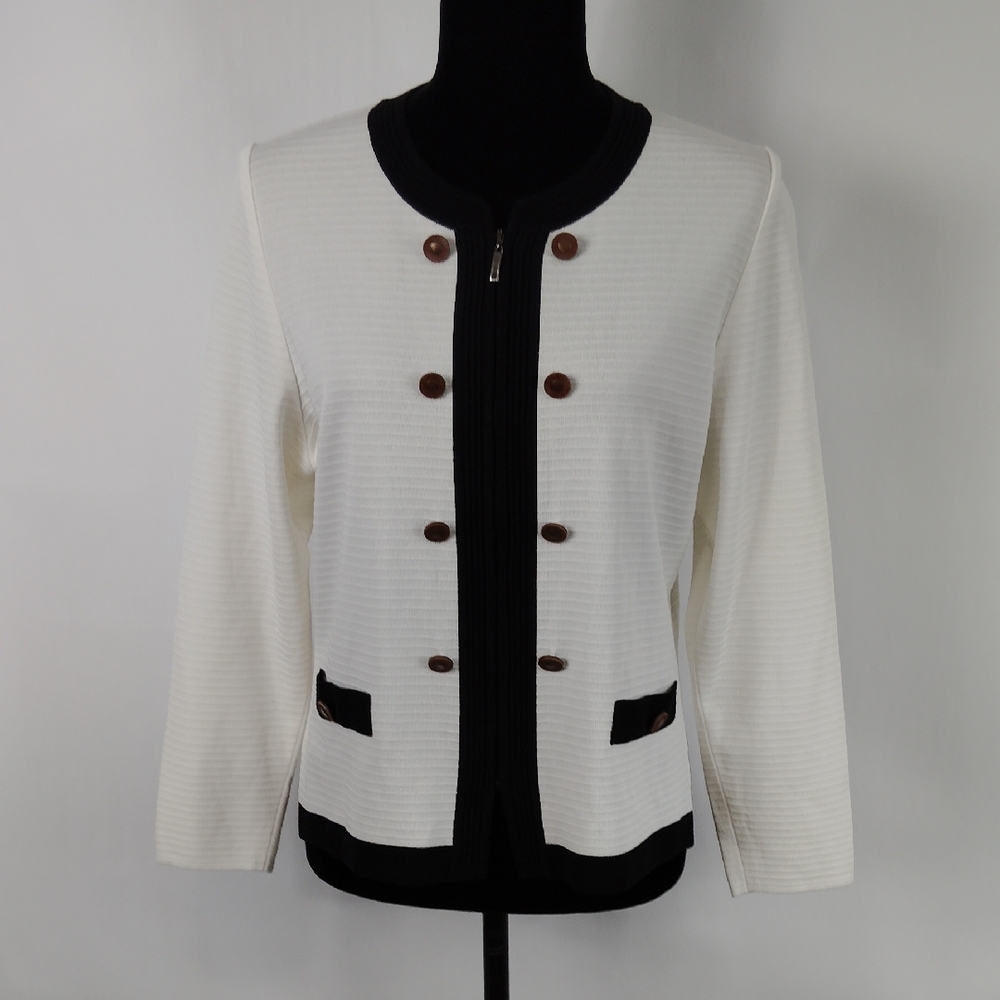 Exclusively Misook Petite Zip Front Cardigan